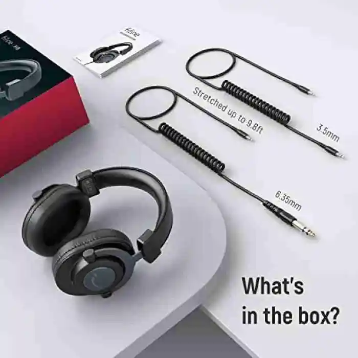 FIFINE H8 Studio Headphone with 50mm Dynamic Driver, 1/8" to 1/4" & 1/8" to 1/8" Coiled Cable for Recording Audio, Mixing Tracks listening to music, monitoring Recording